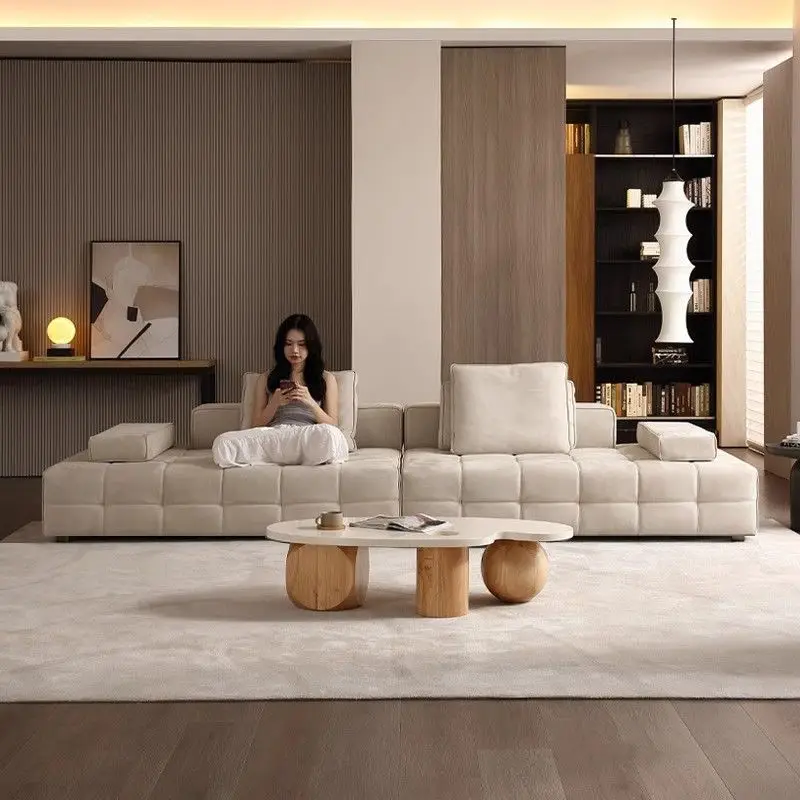 Villa large flat floor straight row color matching matte cloth sofa
Villa large flat floor straight row color matching matte cloth sofa