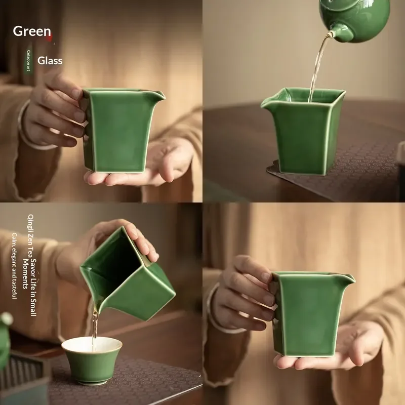 【CHIMU HOME】 Green Glass Glaze Square Ceramic Fair Cup for Japanese Style Ceremony Hand Divided Gong Dao Bei Sea for
【CHIMU HOME】 Green Glass Glaze Square Ceramic Fair Cup for Japanese Style Ceremony Hand Divided Gong Dao Bei Sea for