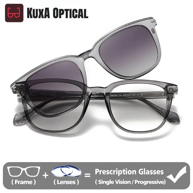 KUXA New 2-in-1 Magnetic Clip on Glasses for Men Women Square Optical Polarized Prescription Glasses Progressive Sunglasses
KUXA New 2-in-1 Magnetic Clip on Glasses for Men Women Square Optical Polarized Prescription Glasses Progressive Sunglasses