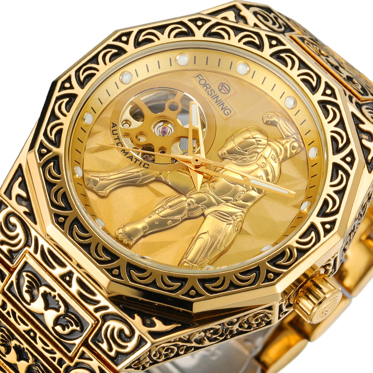 Forsining Vintage Gold Mechanical Watch for Men Luxury Engraved Irregular Case Stainless Steel Strap Business Automatic Watches
Forsining Vintage Gold Mechanical Watch for Men Luxury Engraved Irregular Case Stainless Steel Strap Business Automatic Watches