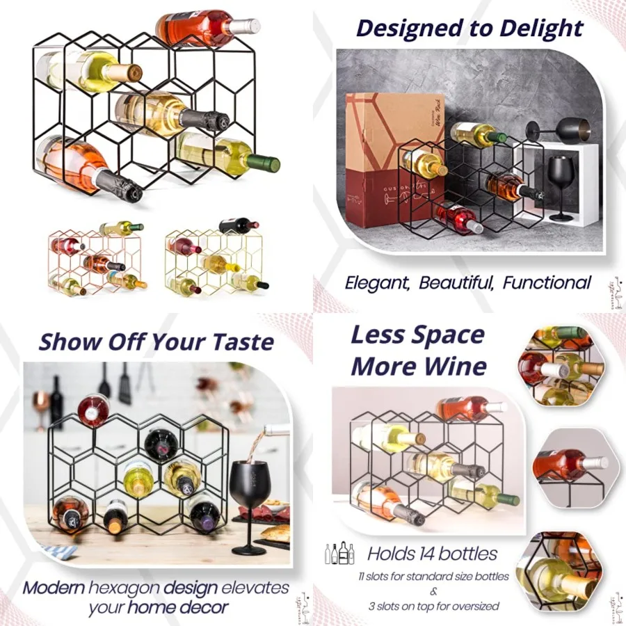 Countertop Wine Rack - 14 Bottle Freestanding Modern Metal Small - 3 Tier Tabletop Wine Holder Stand for Cabinet, Pantry - Wine
Countertop Wine Rack - 14 Bottle Freestanding Modern Metal Small - 3 Tier Tabletop Wine Holder Stand for Cabinet, Pantry - Wine