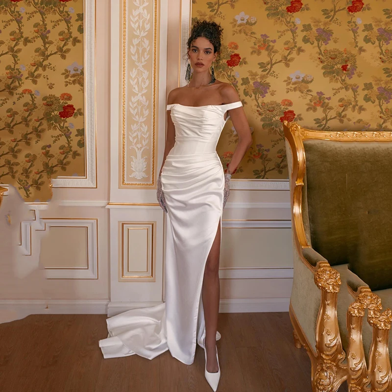Eightree White Mermaid Wedding Dresses Off The Shoulder Side Slit Bridal Dress Simple Evening Wedding Ball Prom Gowns Customized
Eightree White Mermaid Wedding Dresses Off The Shoulder Side Slit Bridal Dress Simple Evening Wedding Ball Prom Gowns Customized