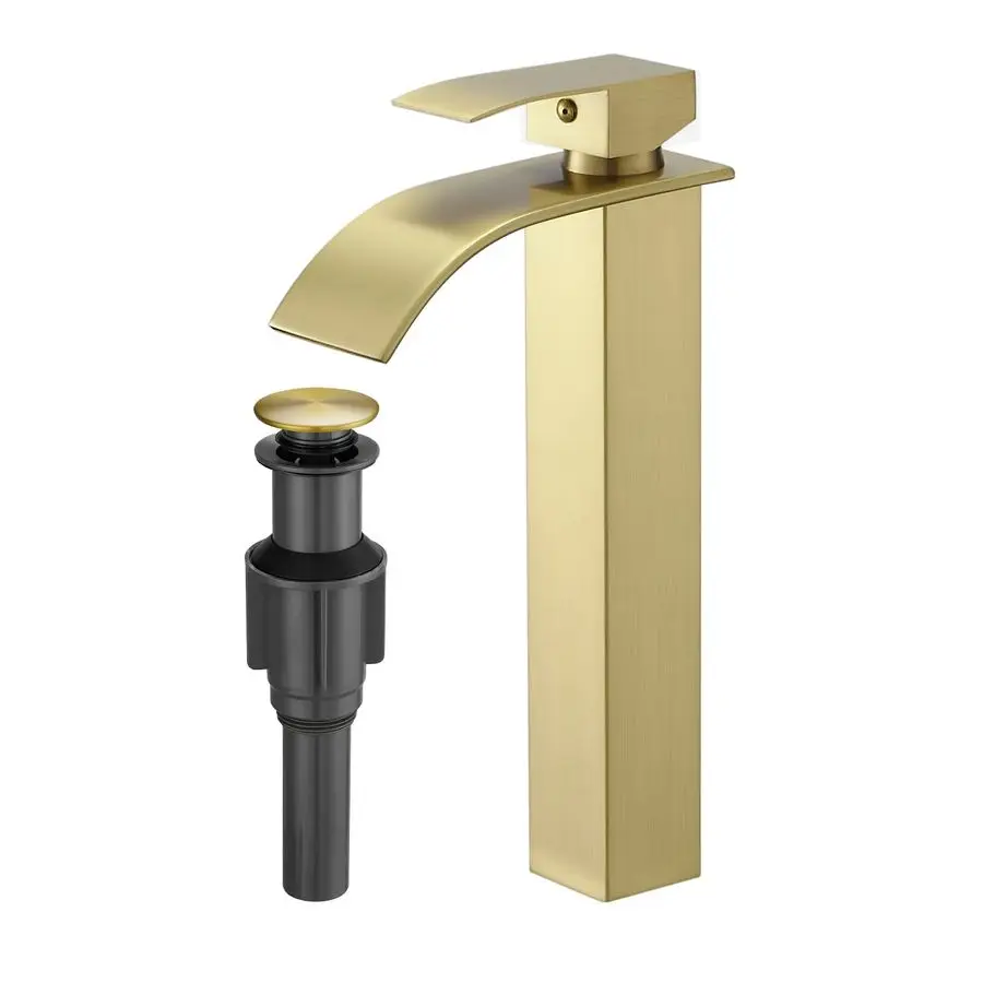 Tall Brushed Gold Bathroom Faucet with Pop Up Drain Modern Single Handle One Hole Bathroom Vessel Sink Faucet Waterfall Spout Rv
Tall Brushed Gold Bathroom Faucet with Pop Up Drain Modern Single Handle One Hole Bathroom Vessel Sink Faucet Waterfall Spout Rv