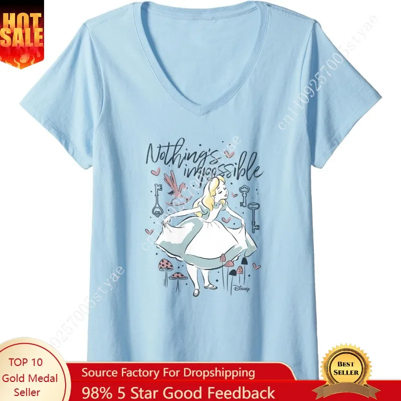 Womens Alice in Wonderland - Nothings Impossible V-Neck T-Shirt
Womens Alice in Wonderland - Nothings Impossible V-Neck T-Shirt