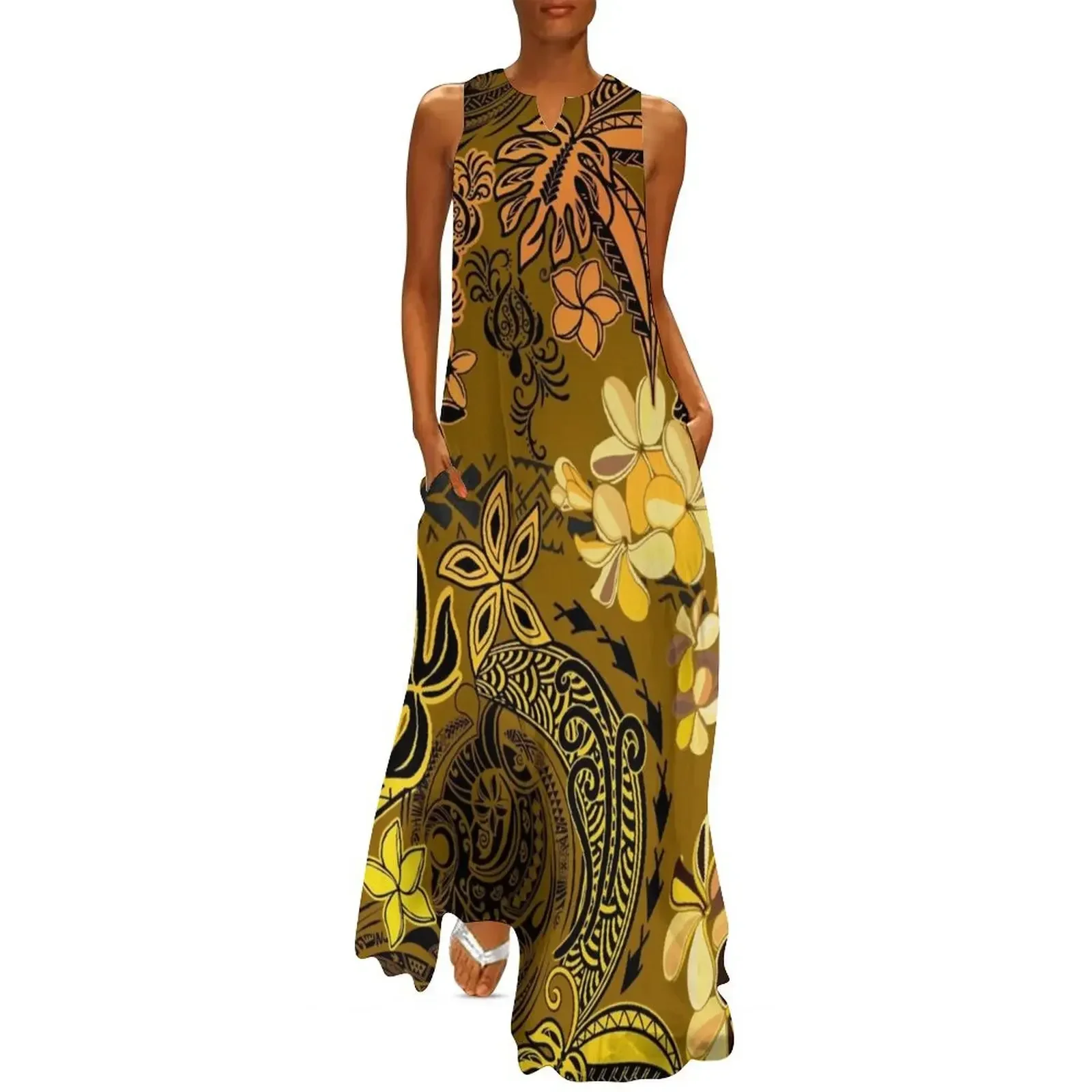 Golden Maui Sunset Hawaiian - Samoan Tribal Jungle Design Long Dress summer dresses Dress
Golden Maui Sunset Hawaiian - Samoan Tribal Jungle Design Long Dress summer dresses Dress