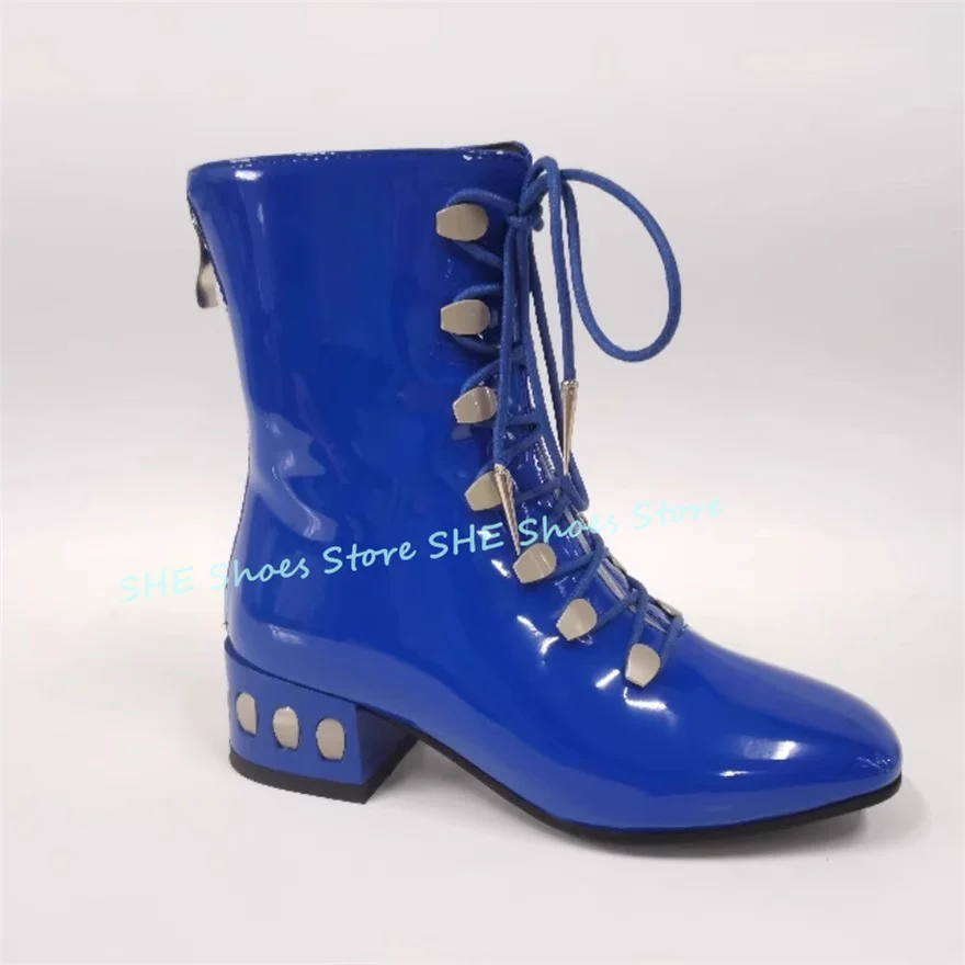 Punk Belt Buckle Chunky Heel Women Ankle Boots Rivet Decor High Top Patent Leather Lace-Up Short Boots Ladies Party Dress Shoes
Punk Belt Buckle Chunky Heel Women Ankle Boots Rivet Decor High Top Patent Leather Lace-Up Short Boots Ladies Party Dress Shoes