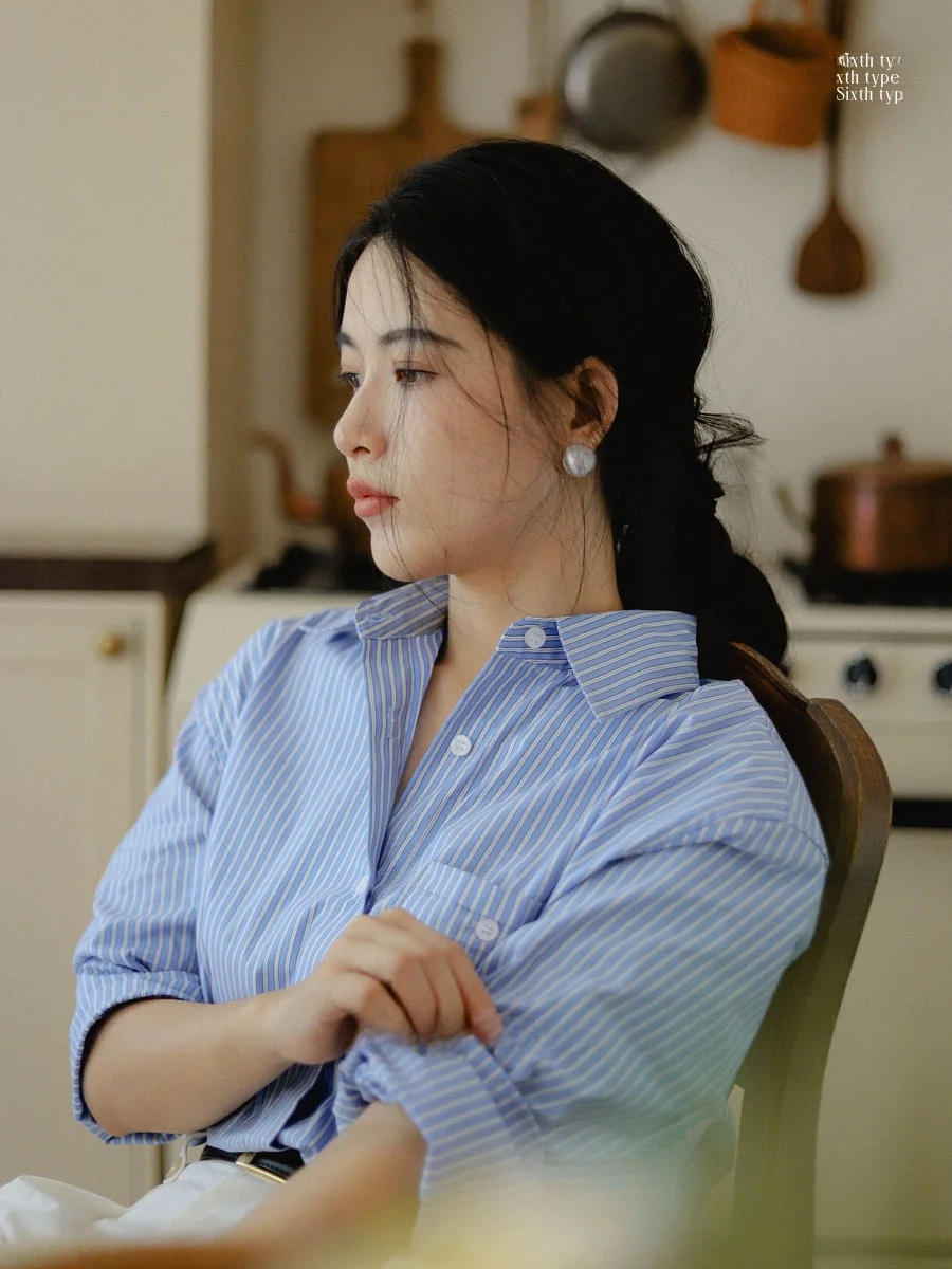 Sixthpe Women's Pure Cotton Striped irt Long Sve Commute Sle Loose Top Spring Autumn Faionable Casual Wear
Sixthpe Women's Pure Cotton Striped irt Long Sve Commute Sle Loose Top Spring Autumn Faionable Casual Wear