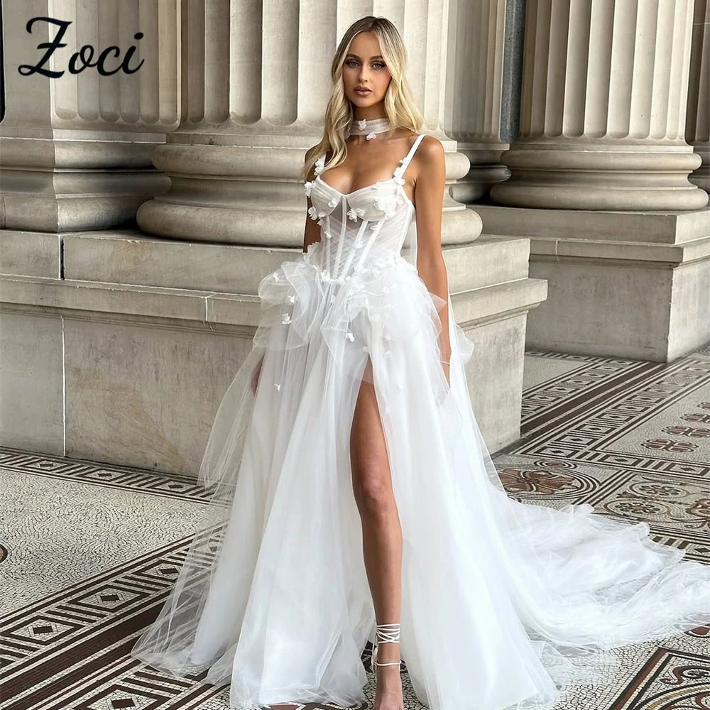 Zoci Elegant Sweetheart Beach Boho Wedding Dresses Spaghetti Straps Flowers Lace Bridal Dress Customized Backless Bride Gowns
Zoci Elegant Sweetheart Beach Boho Wedding Dresses Spaghetti Straps Flowers Lace Bridal Dress Customized Backless Bride Gowns