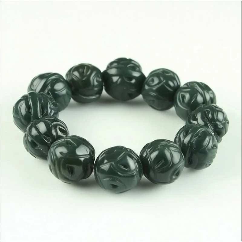 Hotan Green Jade Bead Walnut Bracelet Men Women, Fashionable and Versatile
Hotan Green Jade Bead Walnut Bracelet Men Women, Fashionable and Versatile