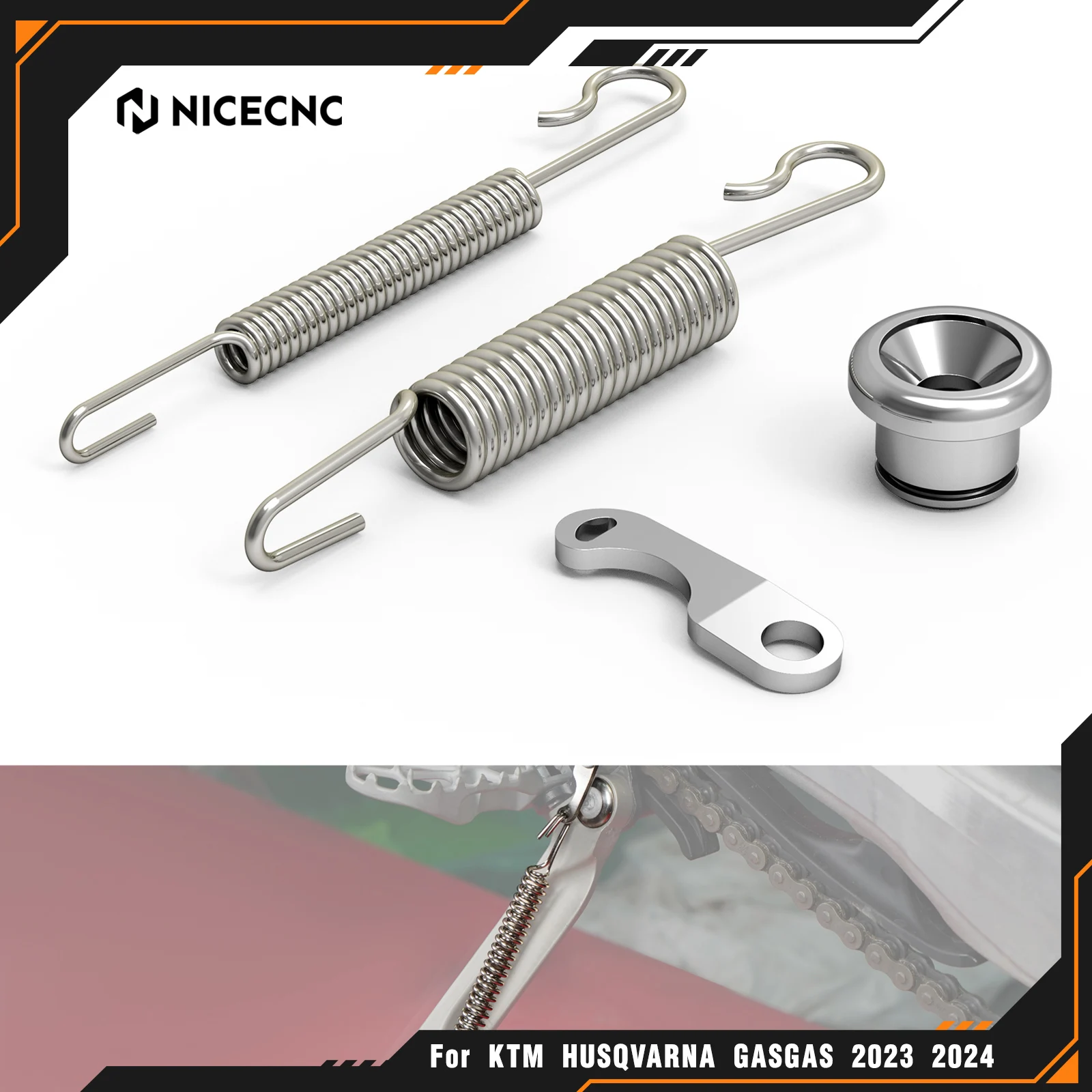 NICECNC Kickstand Side Stand Springs Kit For KTM EXC 300 EXCF 350 XCW 500 XCWF 250 450 2024 XC 300 XCF 350 125 XCF 250 2023-2024 
NICECNC Kickstand Side Stand Springs Kit For KTM EXC 300 EXCF 350 XCW 500 XCWF 250 450 2024 XC 300 XCF 350 125 XCF 250 2023-2024