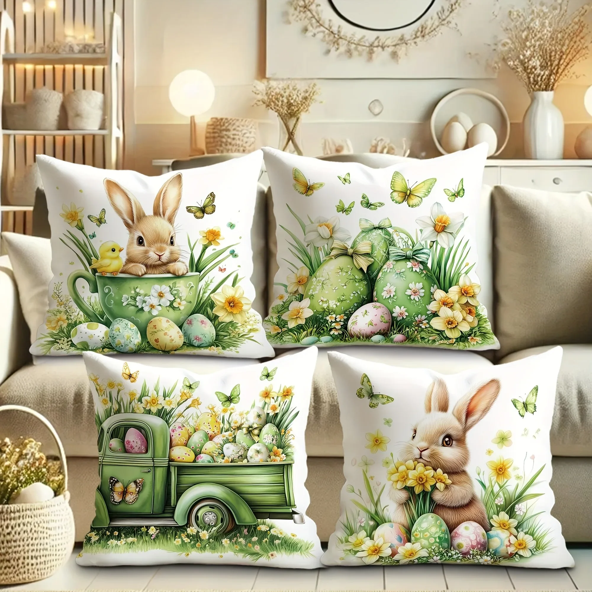 4pc Easter Pattern Home Decor Pillow Cover Bedroom Living Room Sofa Decoration Polyester Cushion Cover with Zipper
4pc Easter Pattern Home Decor Pillow Cover Bedroom Living Room Sofa Decoration Polyester Cushion Cover with Zipper