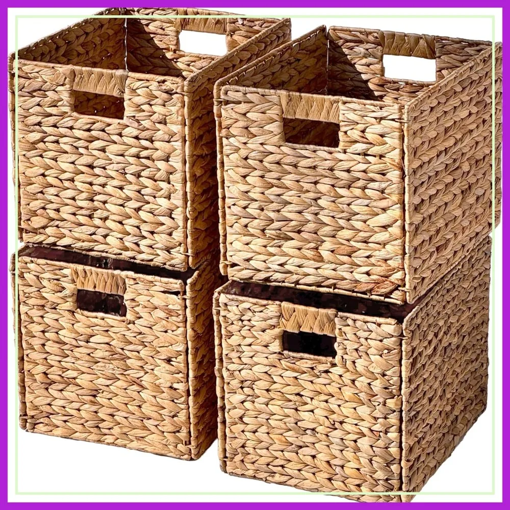 Westerly 4 Hand-Woven Small Water Hyacinth Wicker Storage Basket, 13x11x11 Perfect for Shelves
Westerly 4 Hand-Woven Small Water Hyacinth Wicker Storage Basket, 13x11x11 Perfect for Shelves