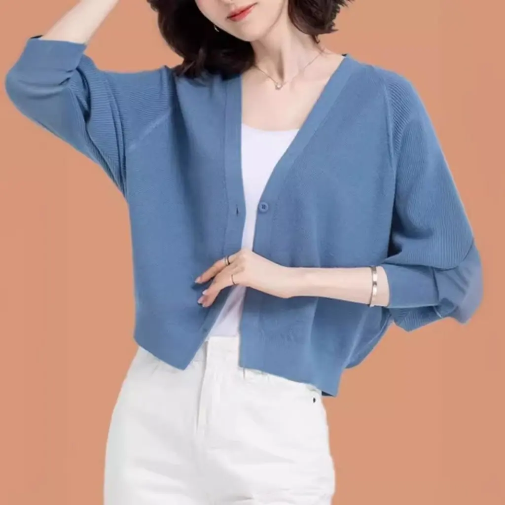 Женский вязаный кардиган, весенне-осенняя свободная рубашка «летучая мышь», короткая верхняя шаль, свитер, куртка, модный трикотаж для
Женский вязаный кардиган, весенне-осенняя свободная рубашка «летучая мышь», короткая верхняя шаль, свитер, куртка, модный трикотаж для