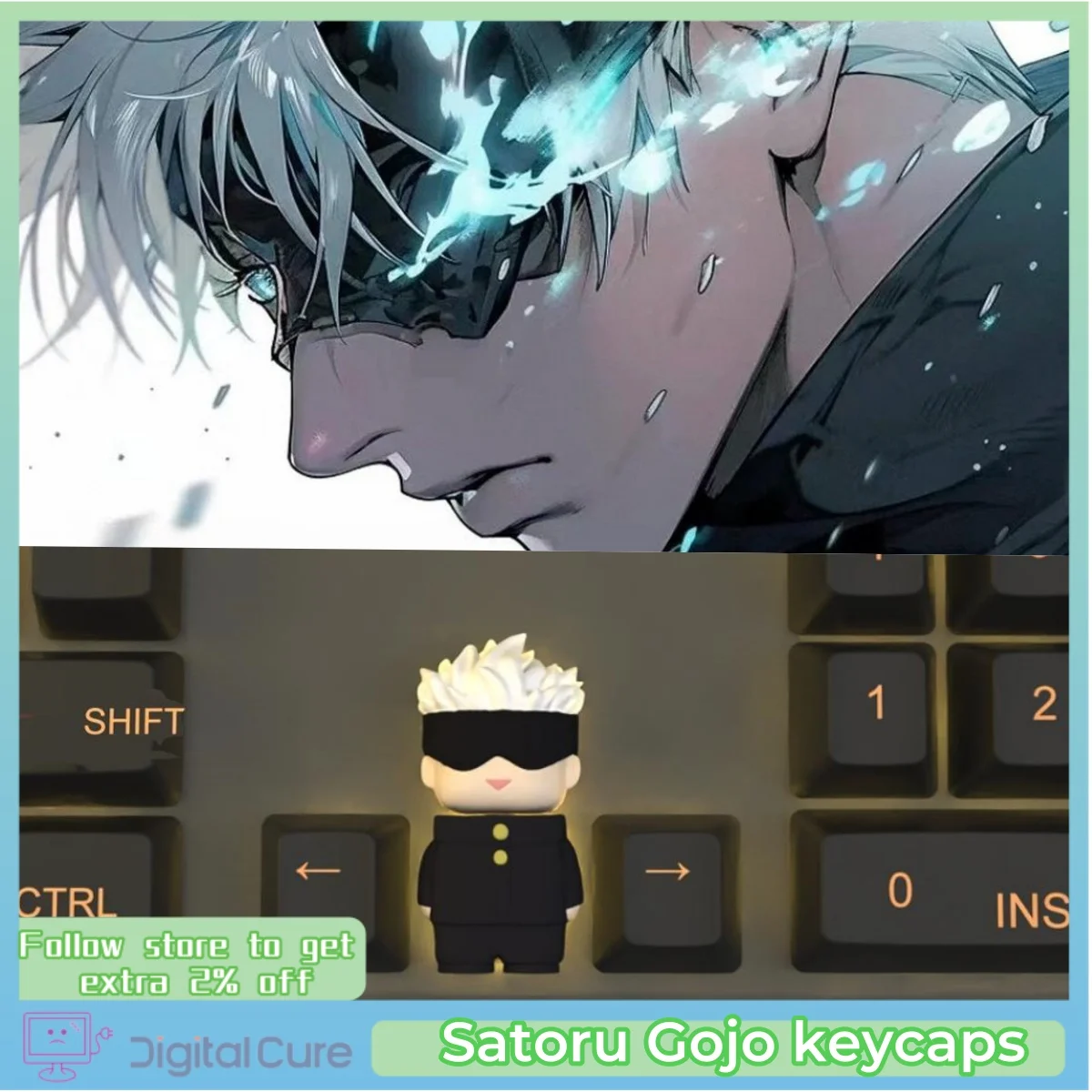 Колпачки для клавиш Satoru Gojo Jujutsu Kaisen, аниме-тема, клавиши вверх и вниз Esc, индивидуальные 3d колпачки для клавиш, креативная механическая клавиатура, колпачок для клавиш 
Колпачки для клавиш Satoru Gojo Jujutsu Kaisen, аниме-тема, клавиши вверх и вниз Esc, индивидуальные 3d колпачки для клавиш, креативная механическая клавиатура, колпачок для клавиш