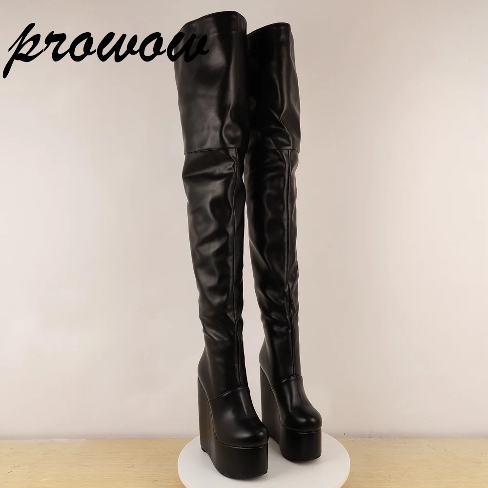 Prowow Модные женские сапоги на высоком каблуке, высота каблука около 15 см, сапоги выше колена на танкетке, черные сапоги, модная женская обувь Zapatos
Prowow Модные женские сапоги на высоком каблуке, высота каблука около 15 см, сапоги выше колена на танкетке, черные сапоги, модная женская обувь Zapatos