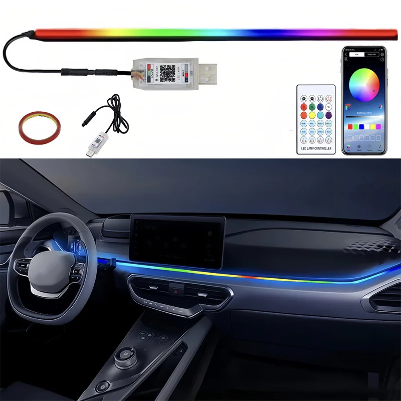Colorful LED Car Interior Hidden App Remote Control Atmosphere Lamp USB Car Ambient Light Acrylic Strips Dashboard Lights RGB
Colorful LED Car Interior Hidden App Remote Control Atmosphere Lamp USB Car Ambient Light Acrylic Strips Dashboard Lights RGB