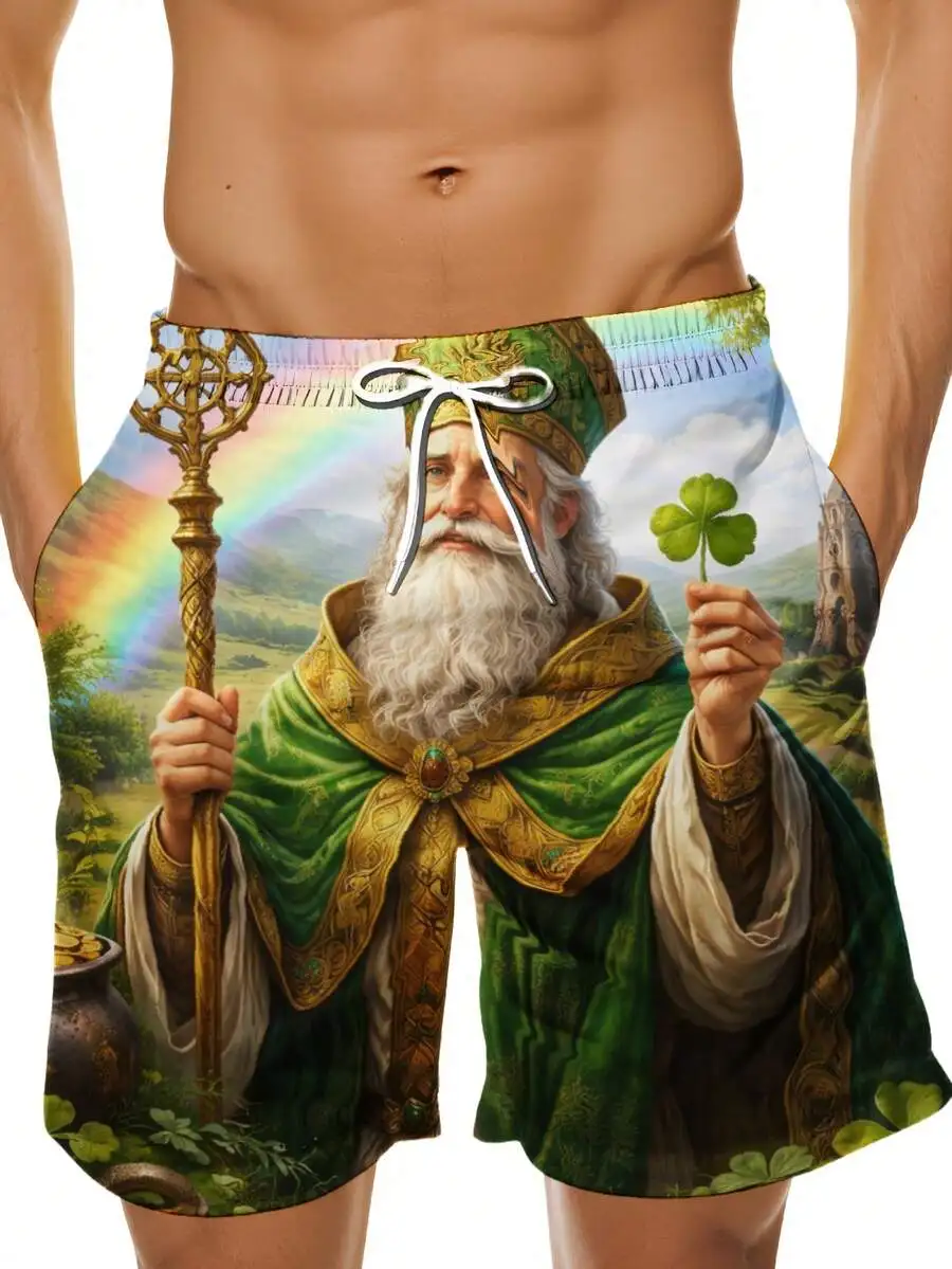 Saint Patrick Rainbow Shamrock Print Swim Trunks Men Beach Shorts Irish Theme Summer Wear
Saint Patrick Rainbow Shamrock Print Swim Trunks Men Beach Shorts Irish Theme Summer Wear
