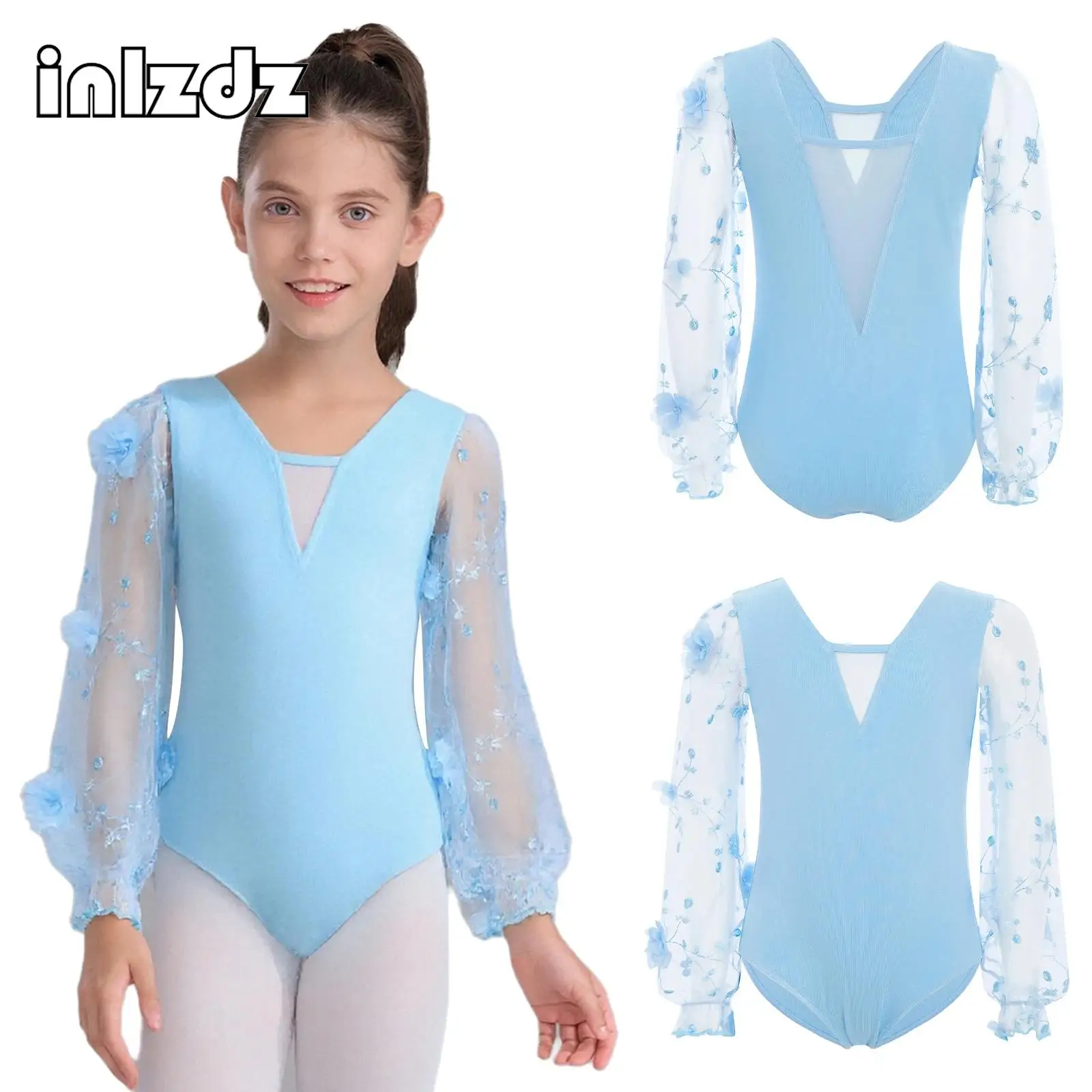 Kids Girls Ballet Gymnastics Performance Costume 3D Flowers Embroidery Sheer Mesh Long Puff Sleeves Leotard Ballerina Dancewear
Kids Girls Ballet Gymnastics Performance Costume 3D Flowers Embroidery Sheer Mesh Long Puff Sleeves Leotard Ballerina Dancewear