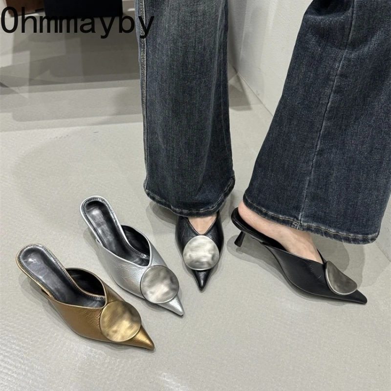 Модные женские мюли с металлическим декором, сексуальные туфли с острым носком на тонком каблуке, женская обувь для весны и лета, Zapatos De Mujer
Модные женские мюли с металлическим декором, сексуальные туфли с острым носком на тонком каблуке, женская обувь для весны и лета, Zapatos De Mujer