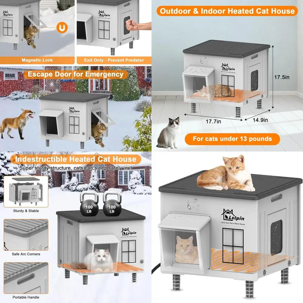 Durable Outdoor Insulated Cat Shelter for Winter, Elevated Weatherproof House for Stray Cats, 17.7x14.9x17.5
Durable Outdoor Insulated Cat Shelter for Winter, Elevated Weatherproof House for Stray Cats, 17.7x14.9x17.5