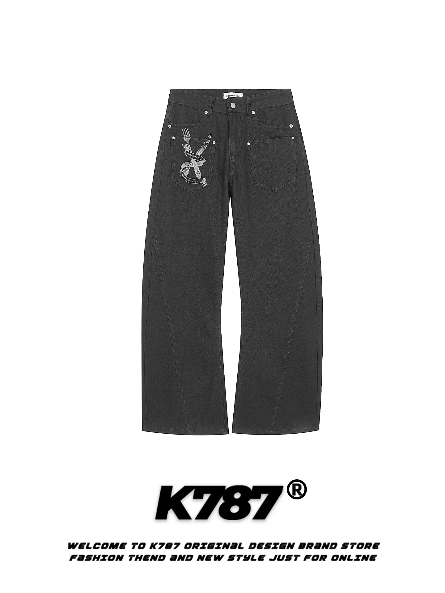 K787 American Retro Knife Fork Print Straight Leg Jeans Men Women Loose Slim High Waist Versatile Wide Leg Pants Casual Trousers
K787 American Retro Knife Fork Print Straight Leg Jeans Men Women Loose Slim High Waist Versatile Wide Leg Pants Casual Trousers
