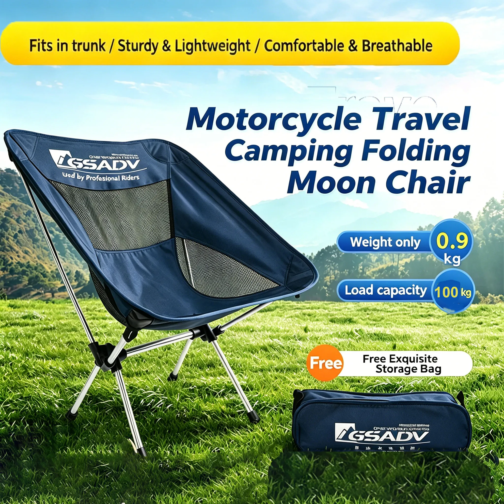 GSADV Thick Nylon Folding Moon Chair Portable Motorcycle Camping Picnic Gear Fishing Small Horse Stool Outdoor Furniture
GSADV Thick Nylon Folding Moon Chair Portable Motorcycle Camping Picnic Gear Fishing Small Horse Stool Outdoor Furniture
