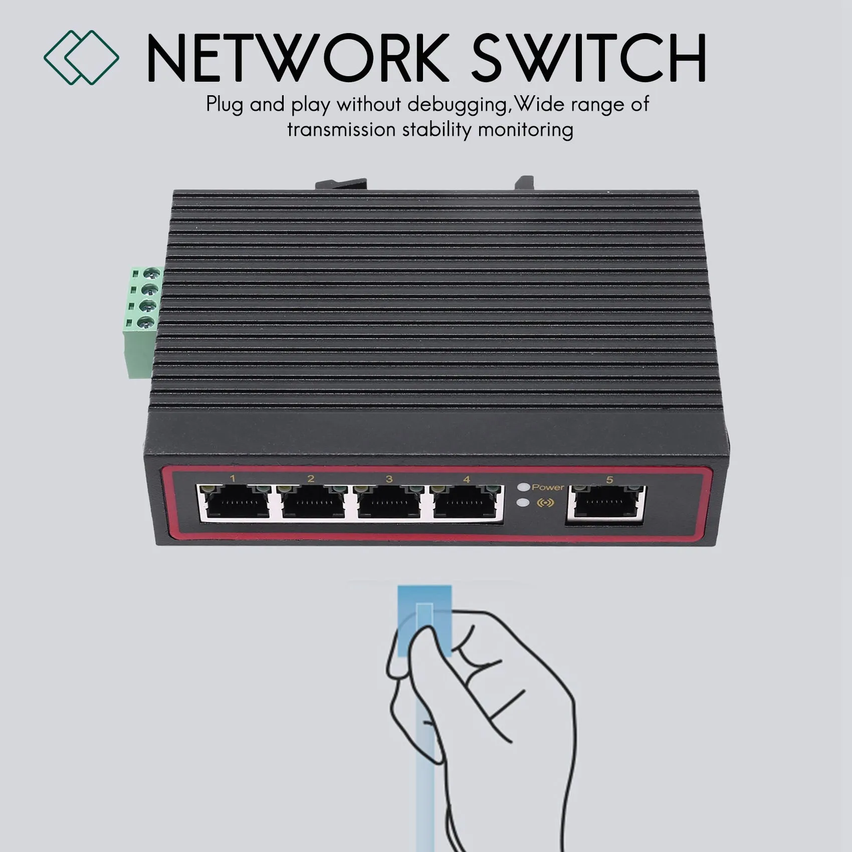 5-Port RJ45 10/100M Ethernet Desktop Switch Hubs Network Laptop DIN Rail Type Rich
5-Port RJ45 10/100M Ethernet Desktop Switch Hubs Network Laptop DIN Rail Type Rich