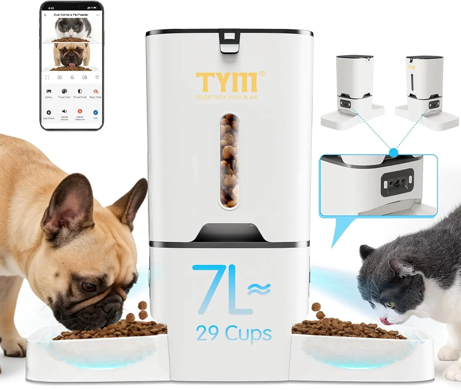 Automatic Pet Feeder with Dual Cameras, Night Vision, WiFi Control & Two-Way Audio for Cats and Dogs
Automatic Pet Feeder with Dual Cameras, Night Vision, WiFi Control & Two-Way Audio for Cats and Dogs