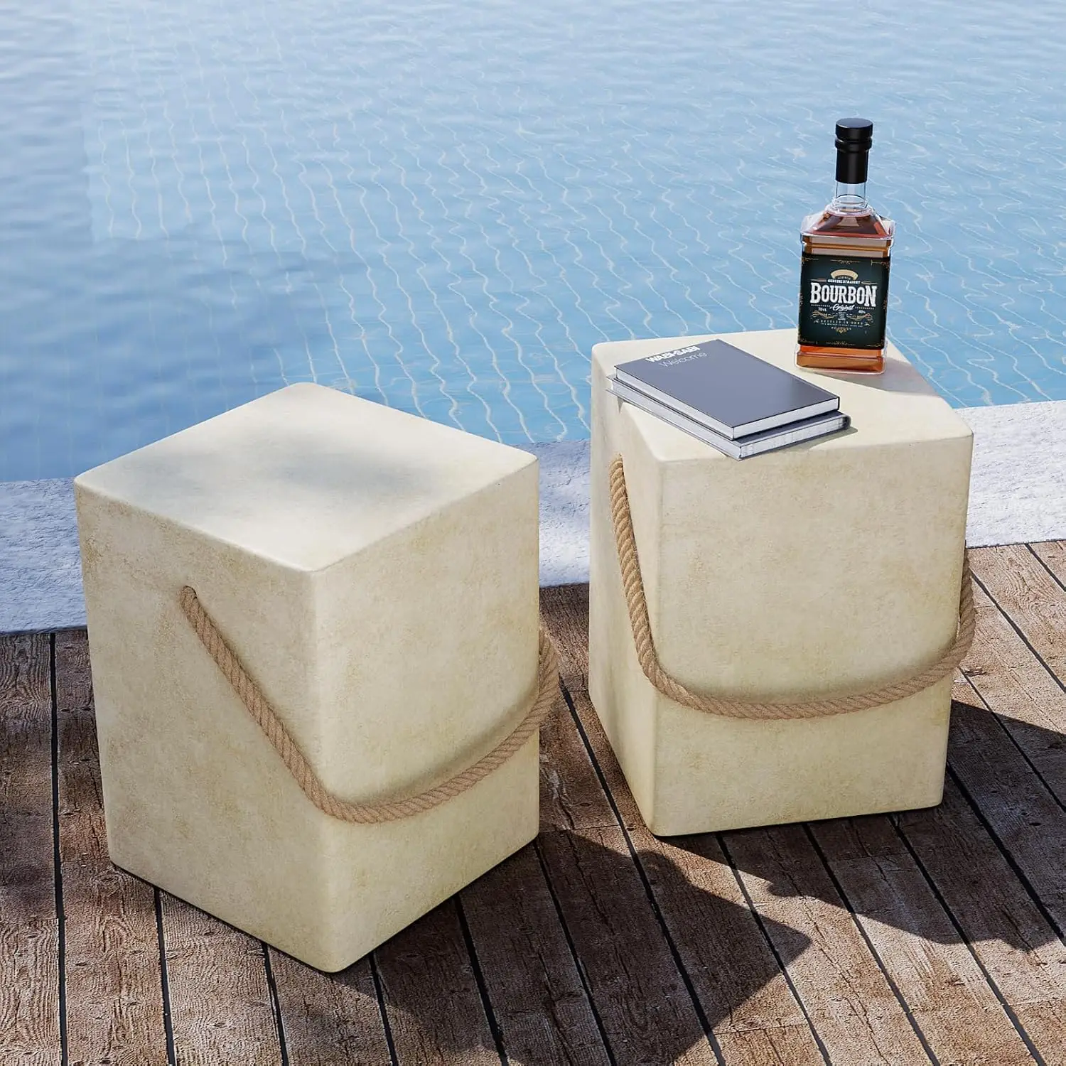 Outdoor Side Table Set Of 2, 2 Pieces Concrete Side Table For Patio,18""H Small Outdoor Accent Table W Rope, Patio Side Table
Outdoor Side Table Set Of 2, 2 Pieces Concrete Side Table For Patio,18""H Small Outdoor Accent Table W Rope, Patio Side Table