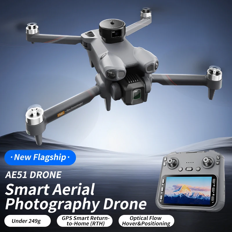 Foldable RC Quadcopter AE51 GPS Drone 4.5 Inch Large Screen 4K HD Optical Flow Hover Long Range FPV Outdoor Shooting Gift
Foldable RC Quadcopter AE51 GPS Drone 4.5 Inch Large Screen 4K HD Optical Flow Hover Long Range FPV Outdoor Shooting Gift