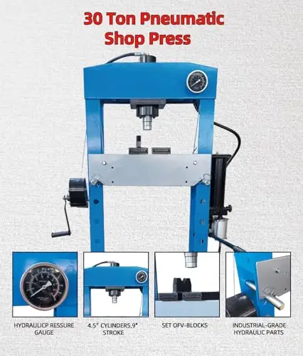 30-тонный пневмогидравлический пресс с H-образной рамой, сварная стальная рама, с пневматическим насосом, для правки и гибки металла, подшипников
30-тонный пневмогидравлический пресс с H-образной рамой, сварная стальная рама, с пневматическим насосом, для правки и гибки металла, подшипников