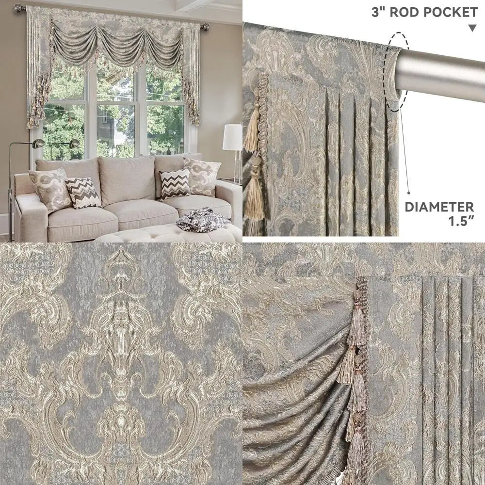 Elegant Grey Jacquard Swag Curtain Valance with Tassels for Living Room and Bedroom, 79 Width
Elegant Grey Jacquard Swag Curtain Valance with Tassels for Living Room and Bedroom, 79 Width