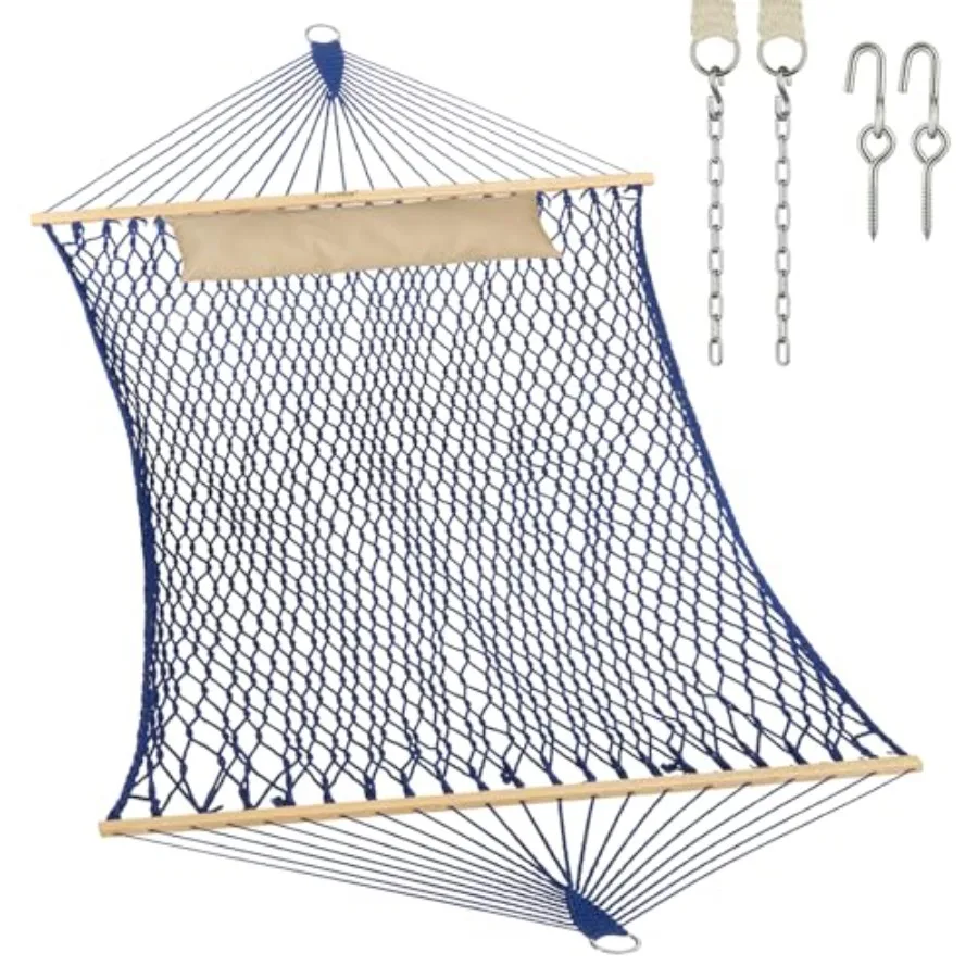Outdoor indoor patio yard traditional rope double hammock: hand woven cotton, natural color, 450lb capacity with hardwood sprea
Outdoor indoor patio yard traditional rope double hammock: hand woven cotton, natural color, 450lb capacity with hardwood sprea