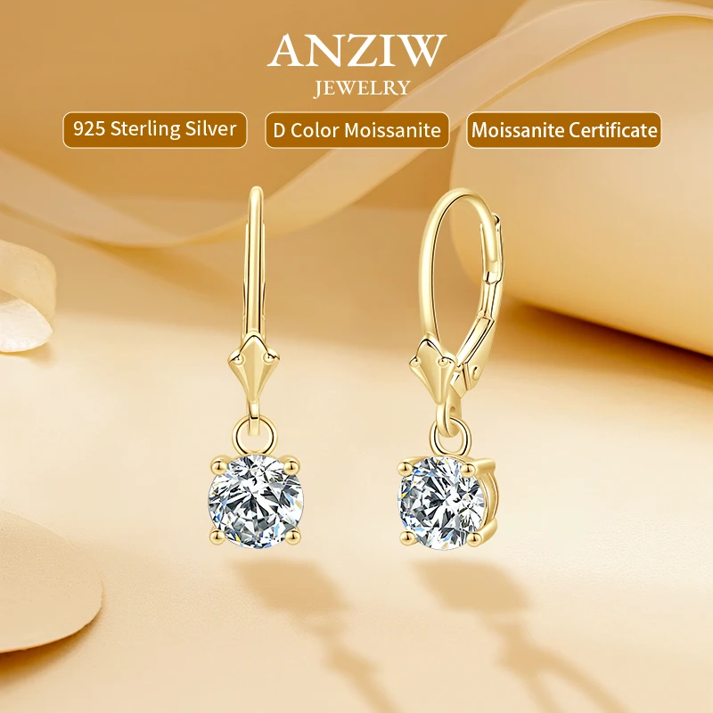 Anziw 2025 Trendy 6.5mm 1CT D Moissanite Drop Hoop Earrings for Women 925 Silver Clip Earrings Wedding Jewelry Valentine's Gift
Anziw 2025 Trendy 6.5mm 1CT D Moissanite Drop Hoop Earrings for Women 925 Silver Clip Earrings Wedding Jewelry Valentine's Gift