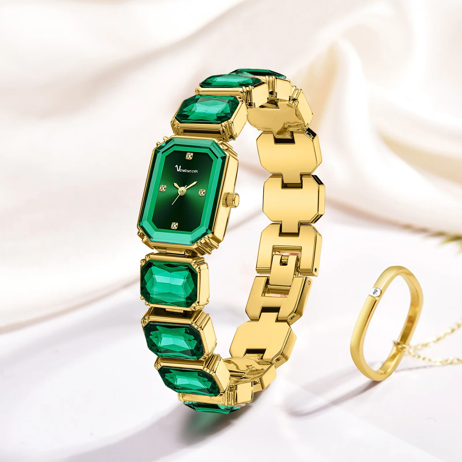 VA VA VOOM Fashion Small Square Sugar Women Watch Large Gemstone Inlaid Diamond Small High End Steel Belt Square Quartz Watch
VA VA VOOM Fashion Small Square Sugar Women Watch Large Gemstone Inlaid Diamond Small High End Steel Belt Square Quartz Watch
