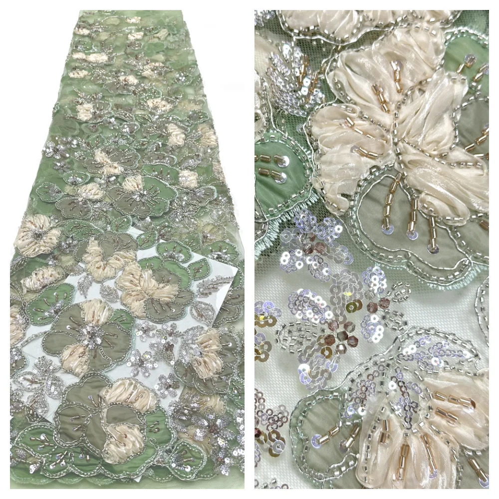 Wholesale Nigerian Lace Fabrics Fashion Women African Tulle Lace Luxury Handmade Beaded Sequins Fabrics For Wedding 5 Yards
Wholesale Nigerian Lace Fabrics Fashion Women African Tulle Lace Luxury Handmade Beaded Sequins Fabrics For Wedding 5 Yards