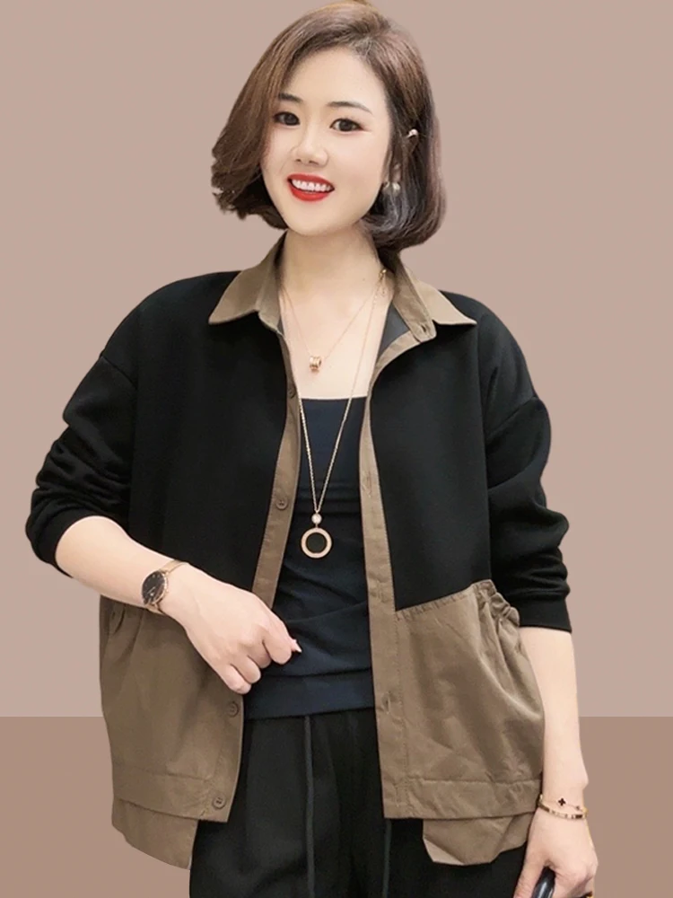 Spring Autumn 2026 Ladies Short Jacket Fake Two-Piece Trendy Middle-Aged Mommy Style Collar Button Long Sleeve Loose Fit
Spring Autumn 2026 Ladies Short Jacket Fake Two-Piece Trendy Middle-Aged Mommy Style Collar Button Long Sleeve Loose Fit