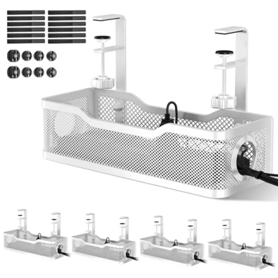 4 Pack Under Desk Cable Management Box 53.6" Wire Organizers No Drill Cord Organization Tray with Clamp for Office Home - No Da
4 Pack Under Desk Cable Management Box 53.6" Wire Organizers No Drill Cord Organization Tray with Clamp for Office Home - No Da