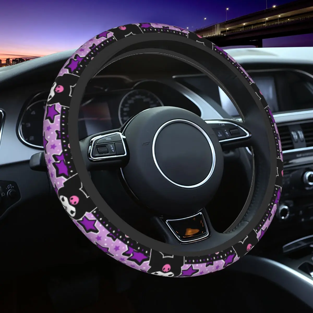 Kuromi Cartoon Car Steering Wheel Cover 37-38 Anti-slip Auto Steering Wheel Protector Fashion Auto Decoration Car Accessories
Kuromi Cartoon Car Steering Wheel Cover 37-38 Anti-slip Auto Steering Wheel Protector Fashion Auto Decoration Car Accessories