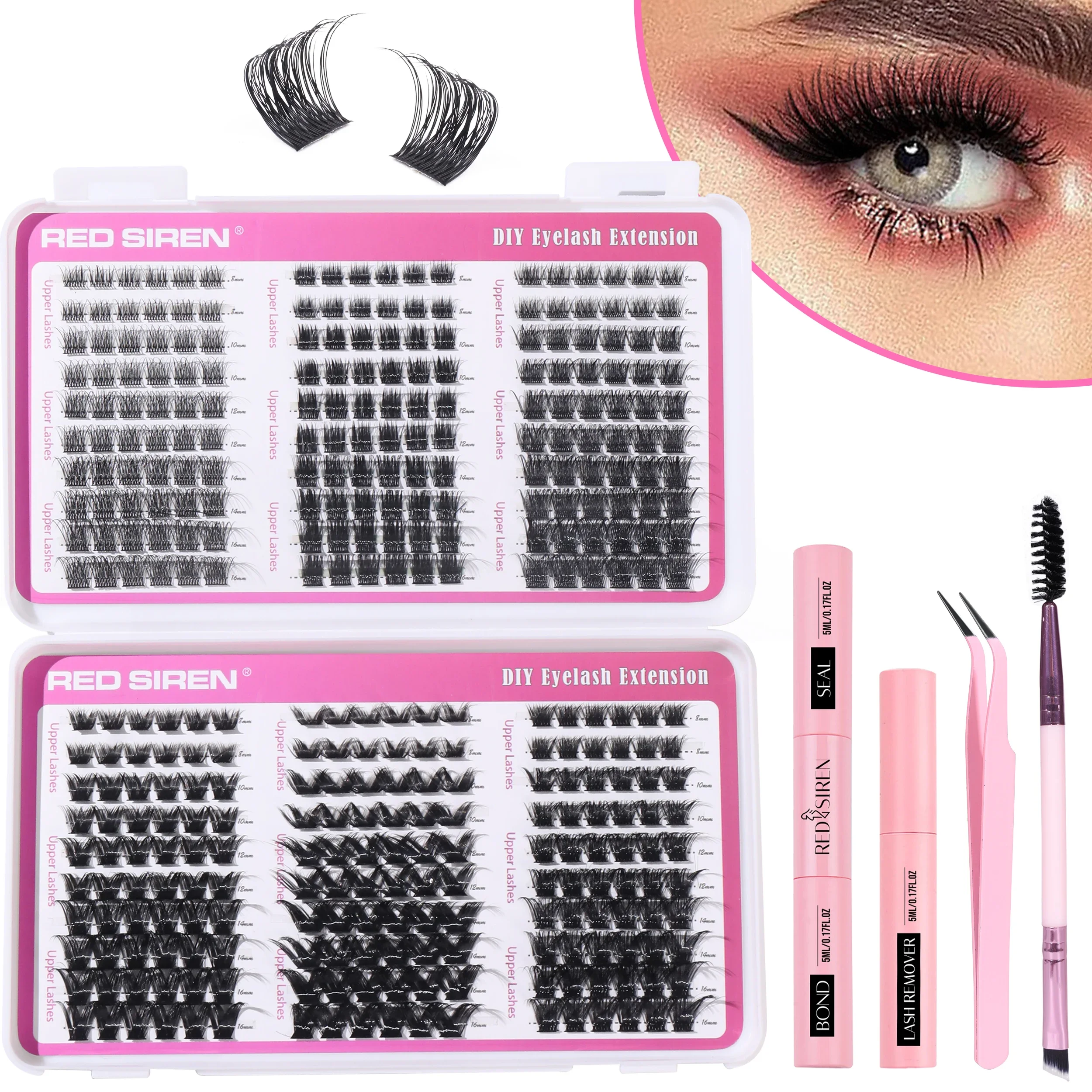 RED SIREN Eyelash Extension Kit 360Pcs 6Styles Thickness Natural Individual Lashes With Bond Seal & Tweezer New Lash Clusters
RED SIREN Eyelash Extension Kit 360Pcs 6Styles Thickness Natural Individual Lashes With Bond Seal & Tweezer New Lash Clusters