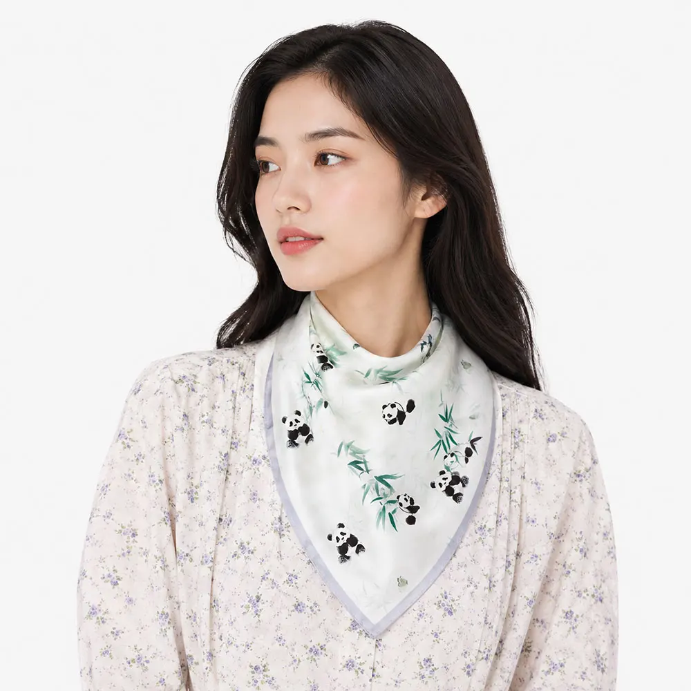 53cm 100% Real Silk Scarf Women Cute Panda Bamboo Forest Chinoiserie Ink Wash Print Bandana Head Square Neckerchief Lady Wrap
53cm 100% Real Silk Scarf Women Cute Panda Bamboo Forest Chinoiserie Ink Wash Print Bandana Head Square Neckerchief Lady Wrap