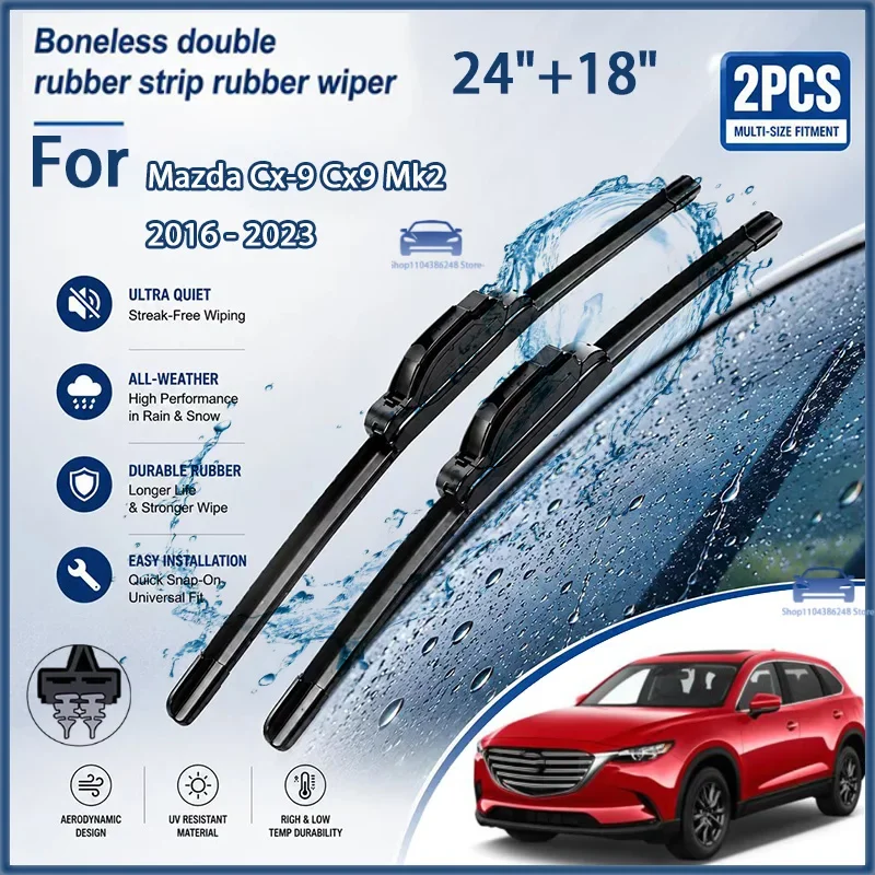 All Season Front Windshield Wiper Blades For Mazda CX-9 Mk2 2016-2023 24"+18" Auto Replacement Brushes
All Season Front Windshield Wiper Blades For Mazda CX-9 Mk2 2016-2023 24"+18" Auto Replacement Brushes