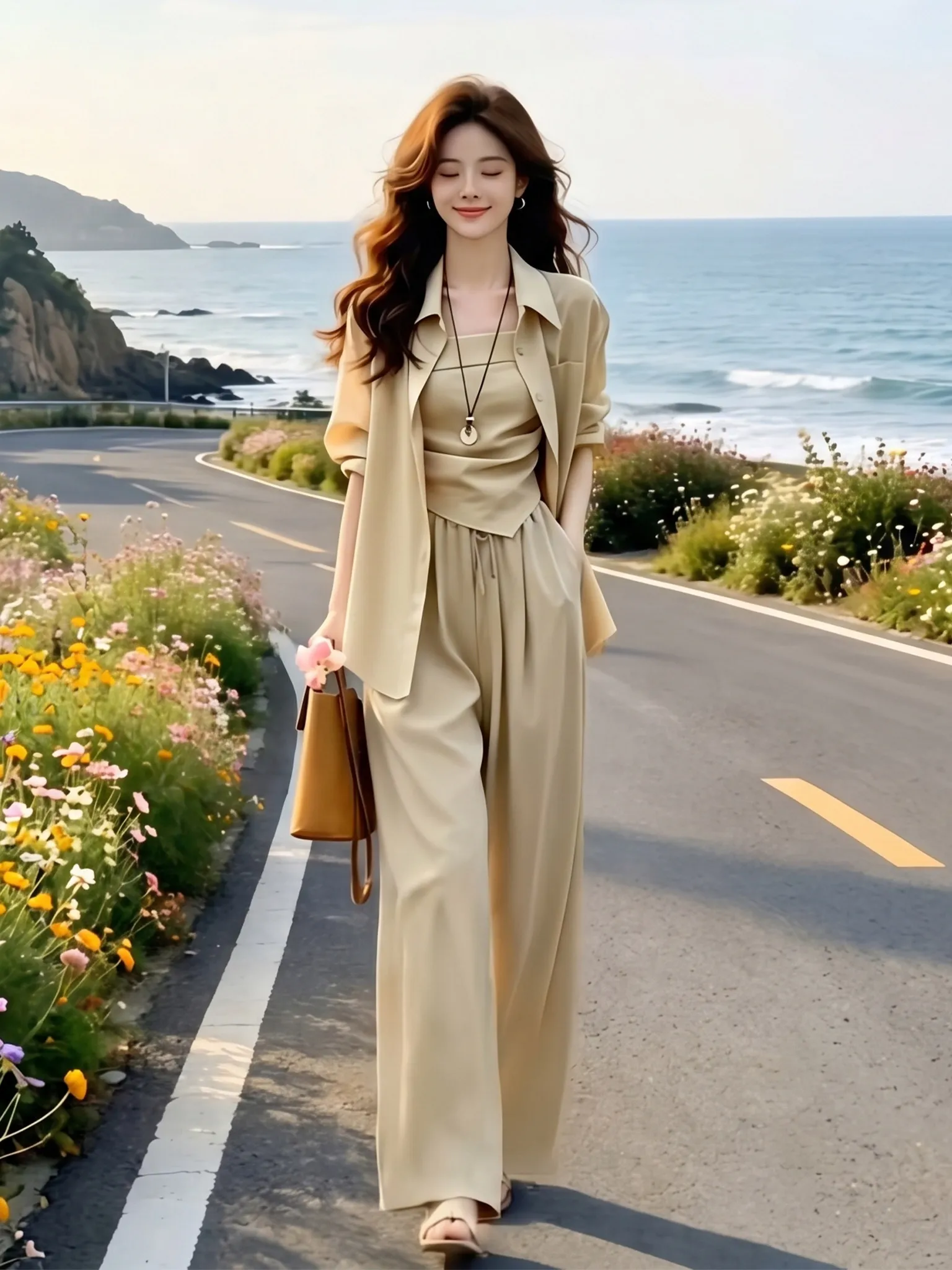 Ultra-Flattering 2026 Summer Fashion Set Women's Loose Sun Protection Shirt Vest Wide Leg Pants Three-Piece Set Casual Style
Ultra-Flattering 2026 Summer Fashion Set Women's Loose Sun Protection Shirt Vest Wide Leg Pants Three-Piece Set Casual Style