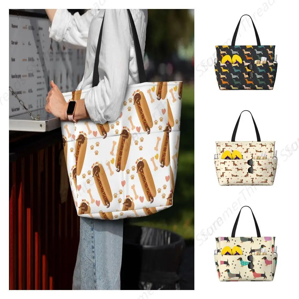 Large Beach Bags Water-resistant Sandproof - Funny Dachshund Hot Dog Print Cute Beach Tote Bags for Women with Zipper
Large Beach Bags Water-resistant Sandproof - Funny Dachshund Hot Dog Print Cute Beach Tote Bags for Women with Zipper