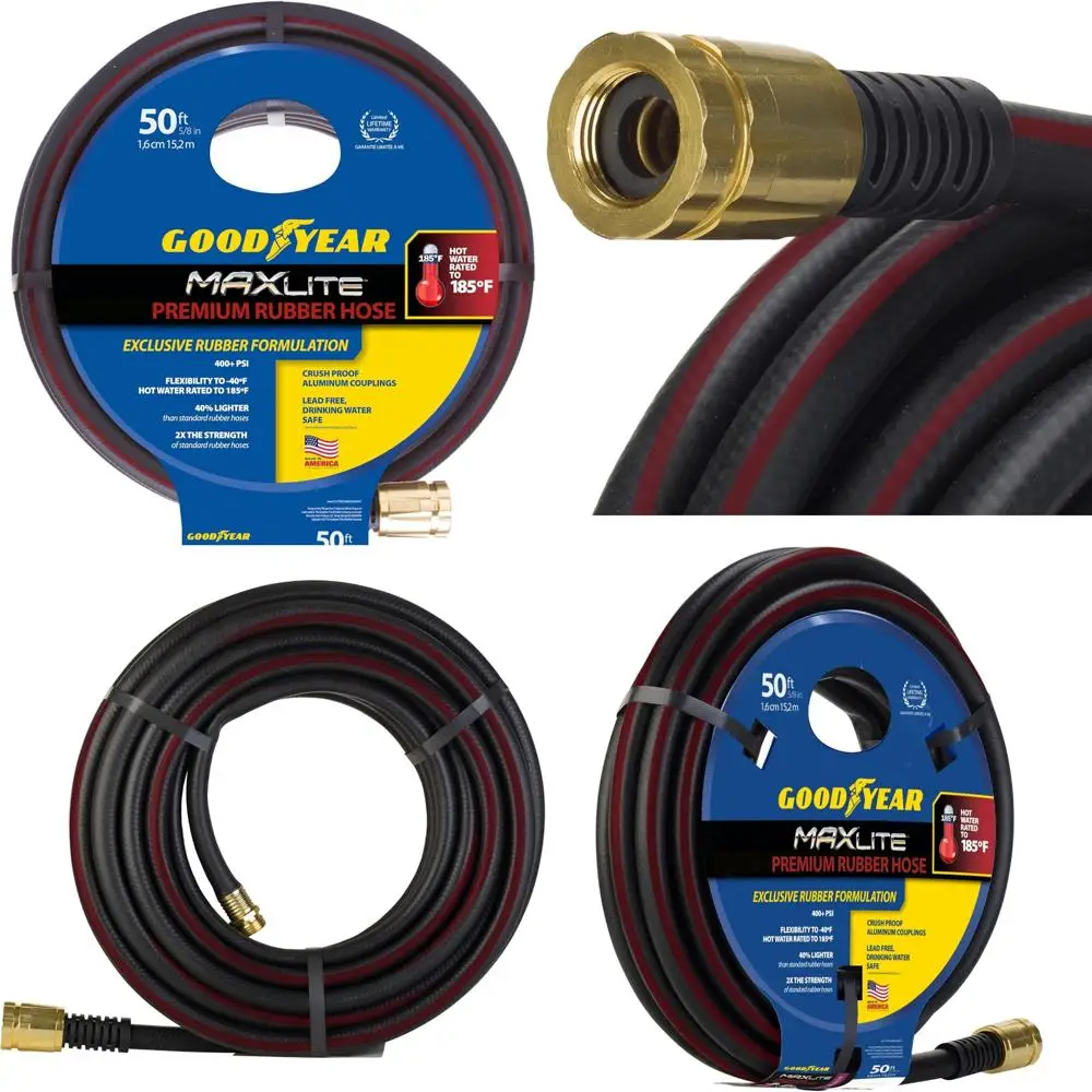 Garden Hose Premium Rubber 50 Feet Long 5/8 Inch Diameter Black Durable Expandable Water Hose for Outdoor Use
Garden Hose Premium Rubber 50 Feet Long 5/8 Inch Diameter Black Durable Expandable Water Hose for Outdoor Use