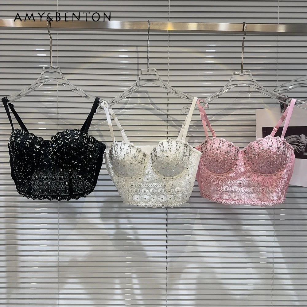 2024 Spring New Socialite Rhinestone Beaded Lace Sexy Tank Top Women Hot Girl Strapless Short Crop Tops Y2K Black Women Clothing
2024 Spring New Socialite Rhinestone Beaded Lace Sexy Tank Top Women Hot Girl Strapless Short Crop Tops Y2K Black Women Clothing