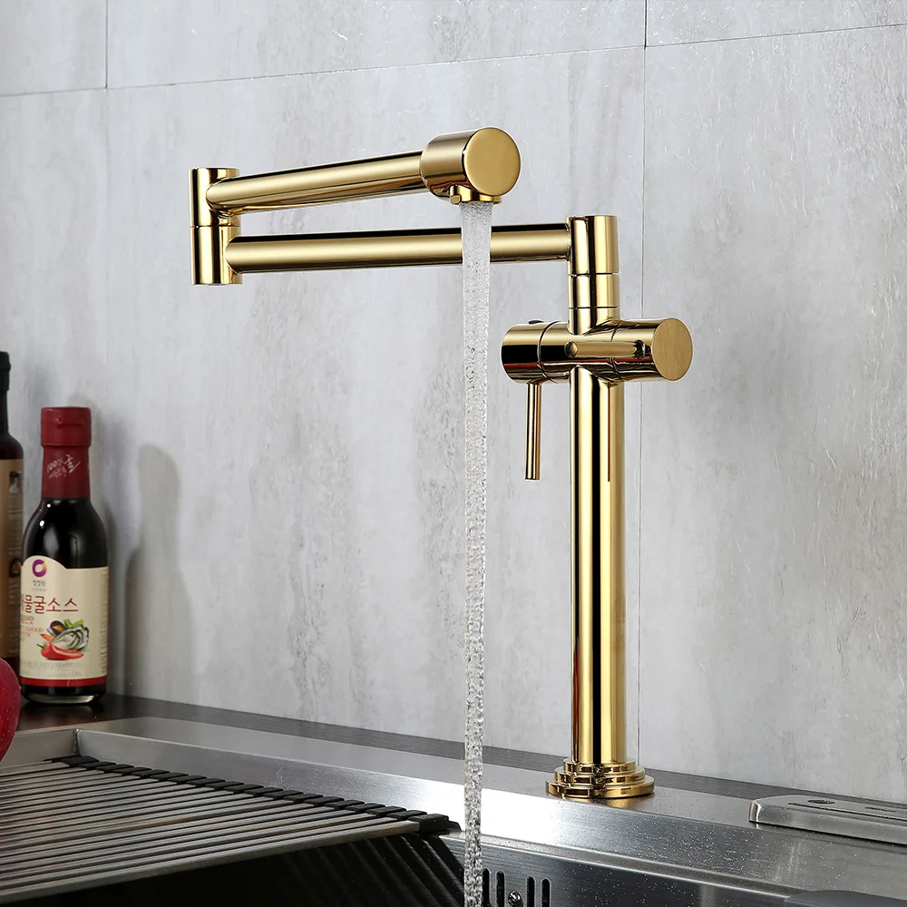 Rotatable Foldable Kitchen Faucet Single Hole Deck Mounted Hot And Cold Water Mixer Tap Double Handle Brass Gold
Rotatable Foldable Kitchen Faucet Single Hole Deck Mounted Hot And Cold Water Mixer Tap Double Handle Brass Gold