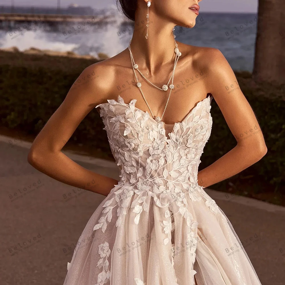 Elegant Wedding Dresses A Line Bridal Gowns Lace Appliques Strapless Backless Robes Vestidos De Novia Glamorous Customized 2025
Elegant Wedding Dresses A Line Bridal Gowns Lace Appliques Strapless Backless Robes Vestidos De Novia Glamorous Customized 2025