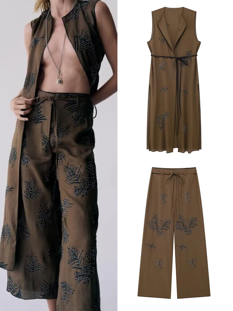 Women Summer 2-Pieces Sets 2024 Vintage Embroidery Long Tank Tops and Wide leg pants Female Elegant Street Two Suits Clothing
Women Summer 2-Pieces Sets 2024 Vintage Embroidery Long Tank Tops and Wide leg pants Female Elegant Street Two Suits Clothing