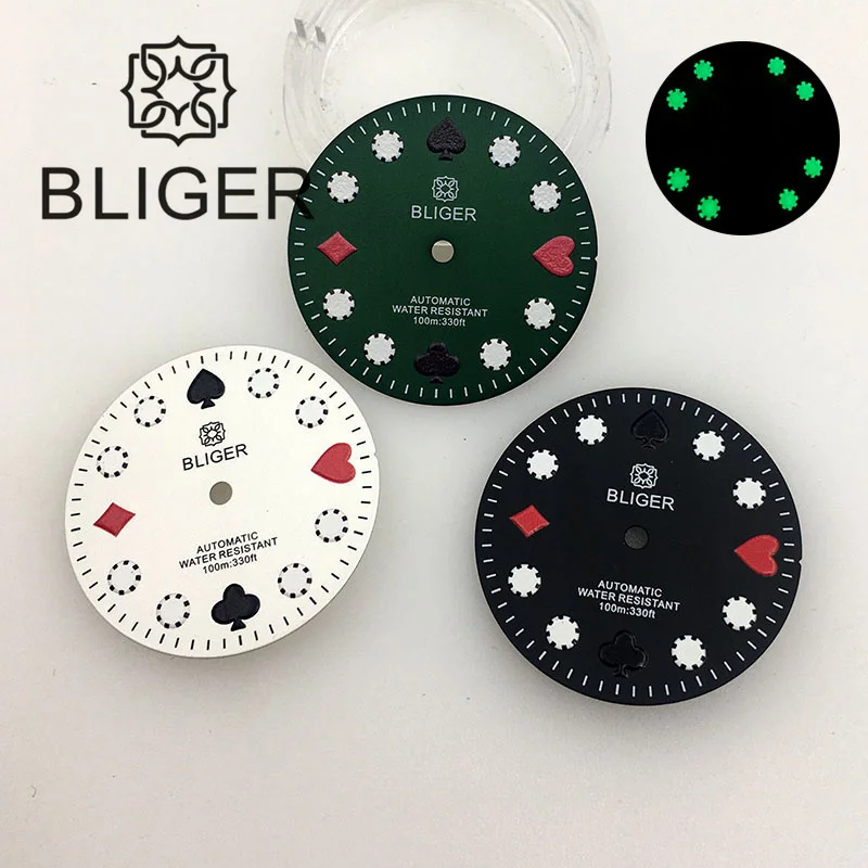 Новинка, циферблат BLIGER для часов, 29 мм, черный, зеленый, белый цвет, забавная печать, отметки времени, зеленый, светящийся, подходит для автоматического движения NH35
Новинка, циферблат BLIGER для часов, 29 мм, черный, зеленый, белый цвет, забавная печать, отметки времени, зеленый, светящийся, подходит для автоматического движения NH35